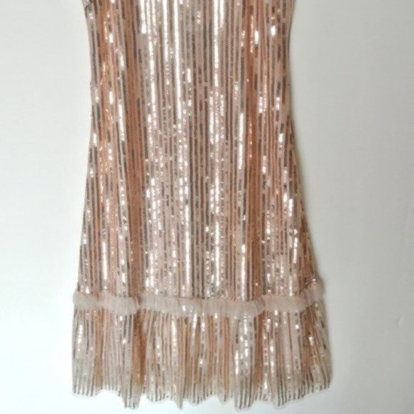 SEE THE SHADES Ruffle Trim Sequined Midi Dress S - Picture 8 of 11